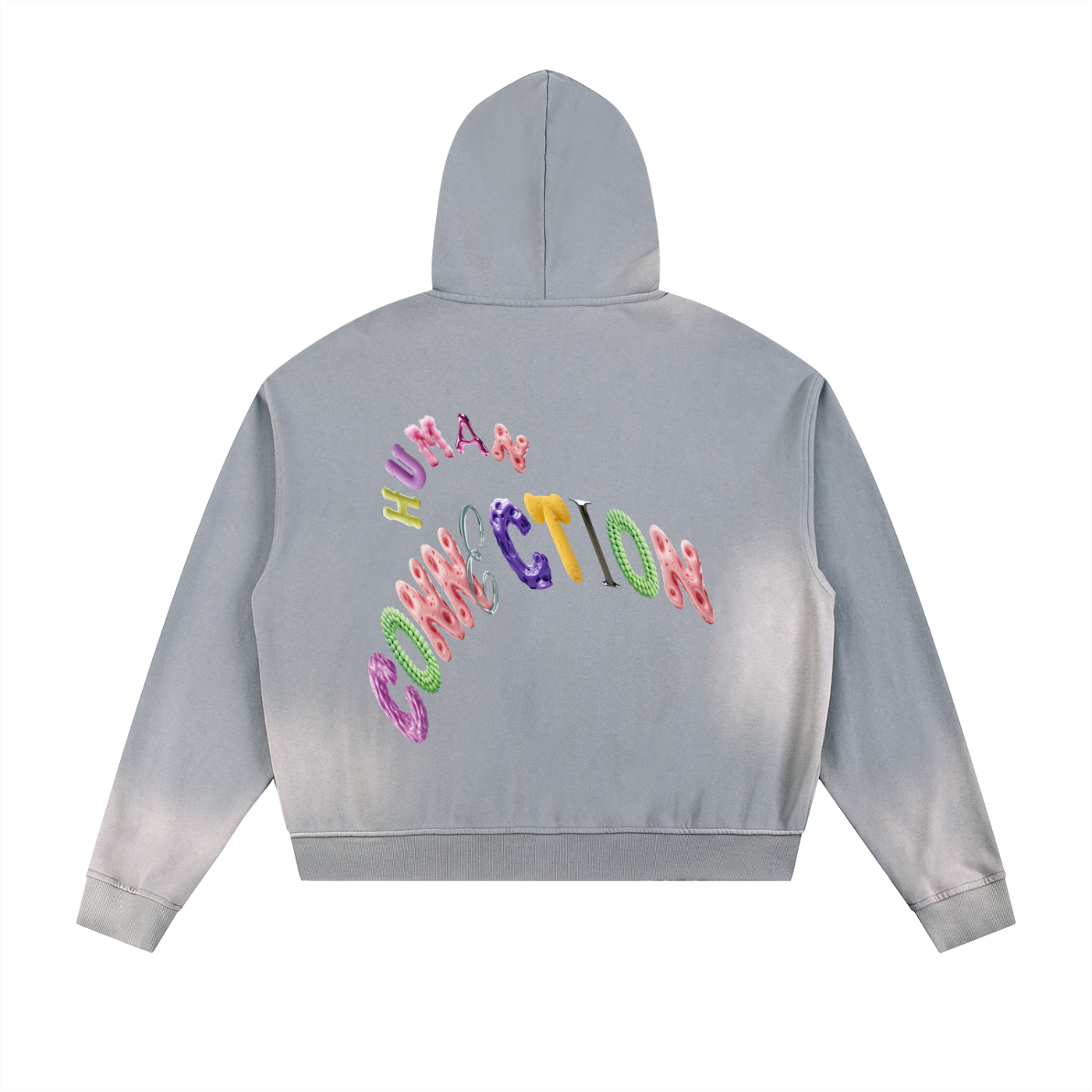 Sun Fade Frayed Raw Edge Fleece Zip Hoodie