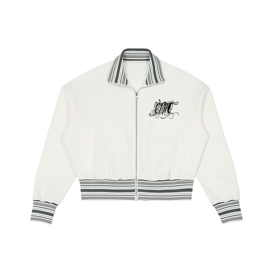 Striped Rib Collar Zip Jacket